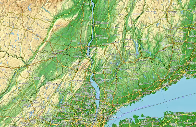 Topographic map of 20 hikes and 8 stations