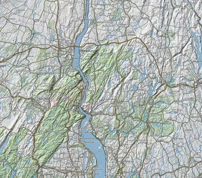 Topographic map of 36 hikes and 8 stations